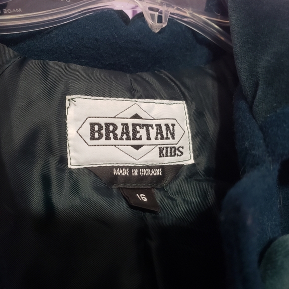 Girl's Size 16 Hunter Green Wool Coat - Picture 3 of 5